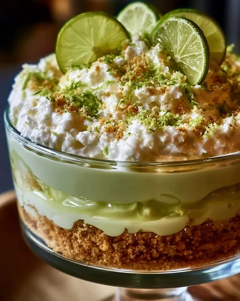 Key Lime Pie Trifle with layers of creamy lime filling and whipped topping