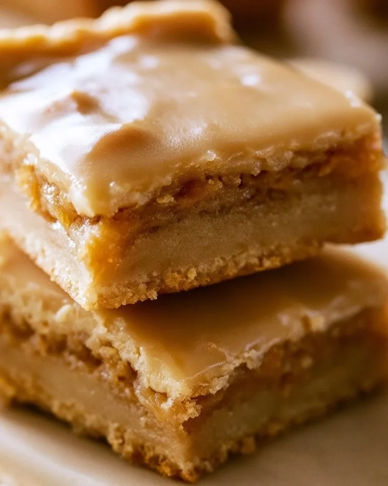 Maple Glazed Apple Blondies with a caramel drizzle on top.