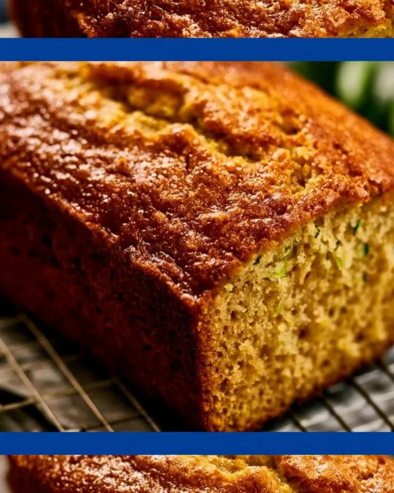 Moist old fashioned zucchini bread with spices and a slice cut out