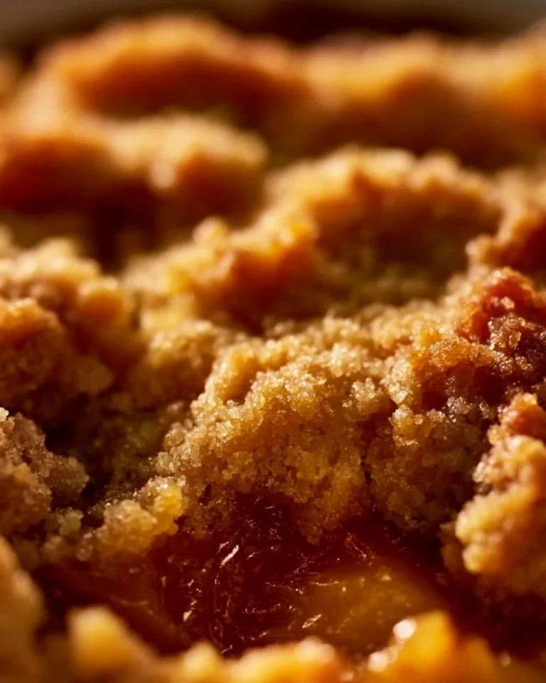 Delicious Paula Deen peach cobbler served warm with a scoop of vanilla ice cream.