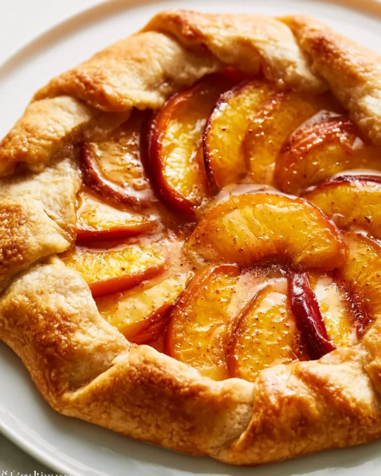 Delicious homemade Peach Galette with fresh peaches and flaky crust