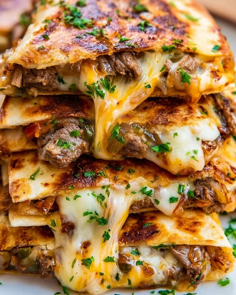Delicious Philly cheesesteak quesadillas filled with beef and cheese