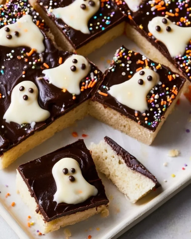 Spooky Miso Millionaires Shortbread with chocolate and caramel layers