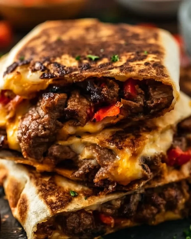 Delicious Steak Fajita Quesadillas filled with steak, peppers, and melted cheese.