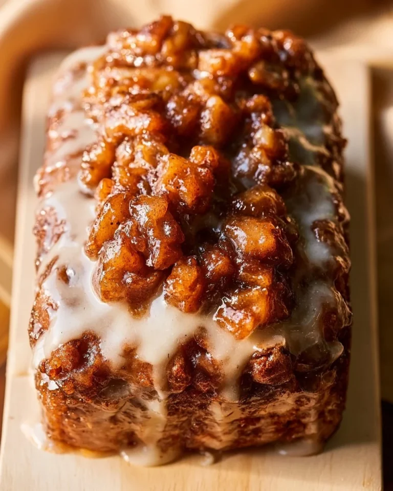 Freshly baked Amish apple fritter bread with apples and cinnamon