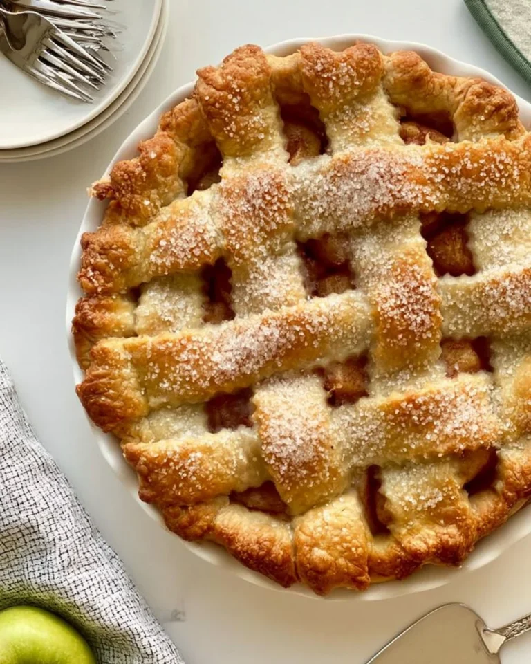Delicious homemade apple pie with golden crust and fresh apple filling