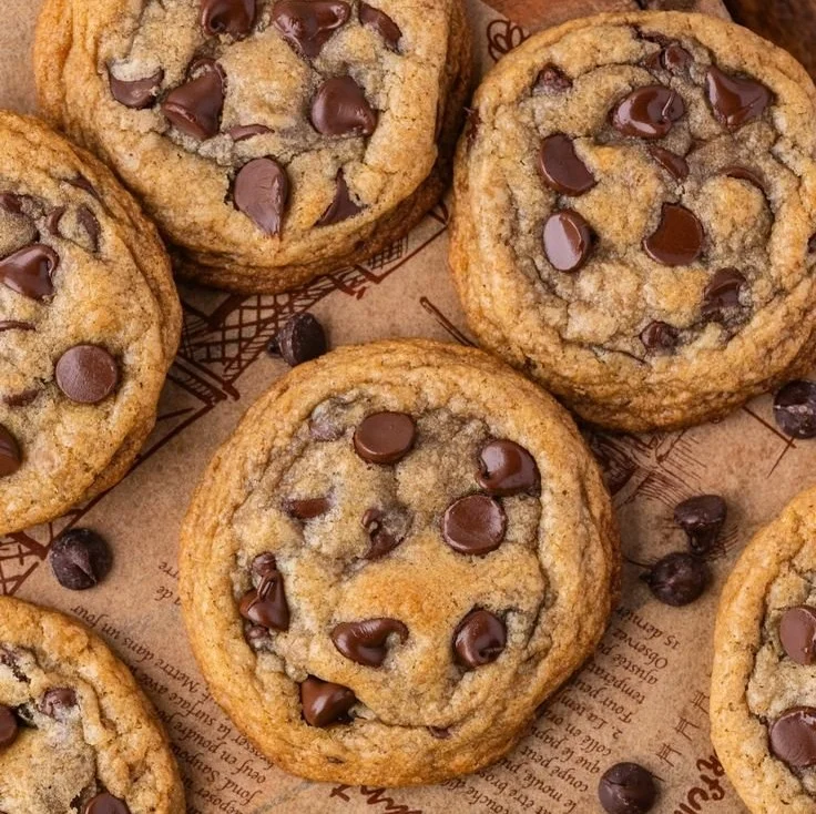 Brown Butter Sourdough Discard Chocolate Chip Cookies fresh out of the oven