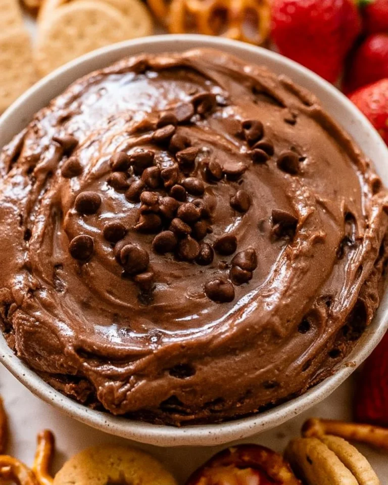 Decadent brownie batter dip served with snacks for dipping