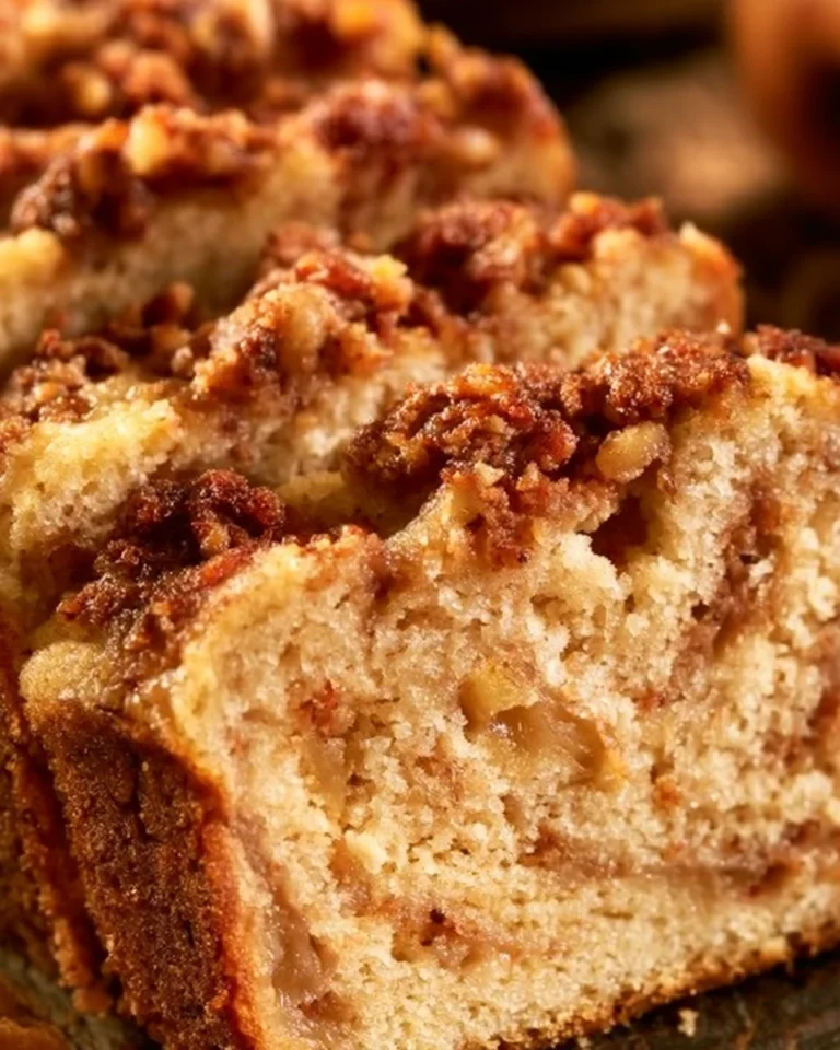 Freshly baked Cinnamon Apple Bread with slices showcasing cinnamon and apple filling
