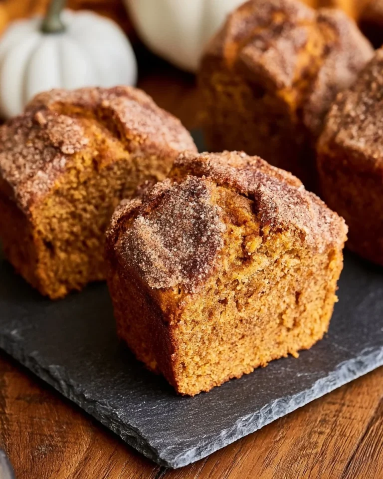 Cinnamon Swirl Pumpkin Bread Minis baked and displayed on a rustic wooden table