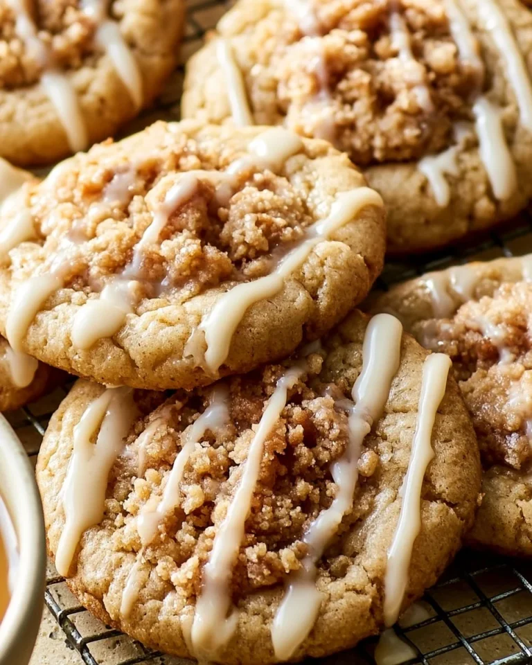 Freshly baked coffee cake cookies on a cooling rack.