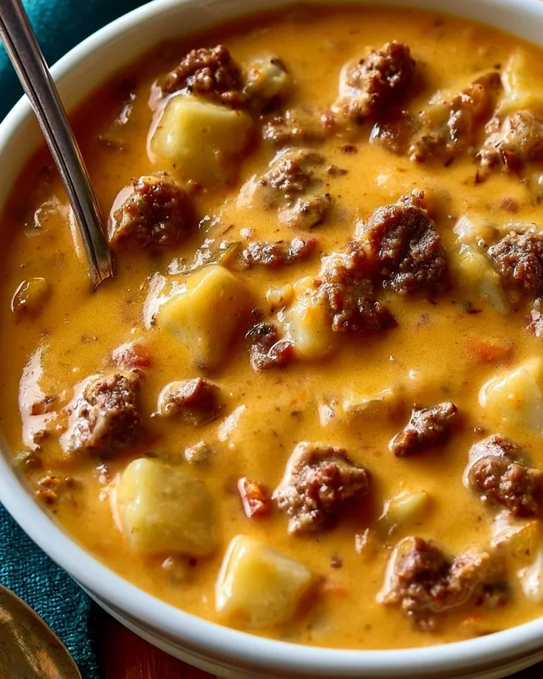 Cozy cheesy meat dish topped with melted cheese and savory ingredients