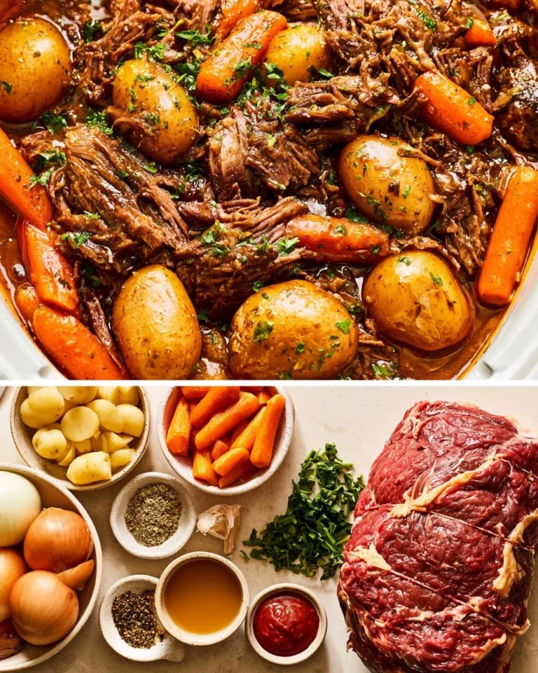 Delicious Crock Pot pot roast served with vegetables