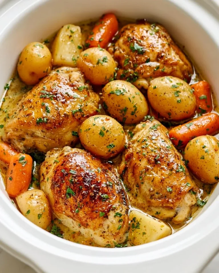Crockpot Chicken with Carrots and Potatoes in a slow cooker
