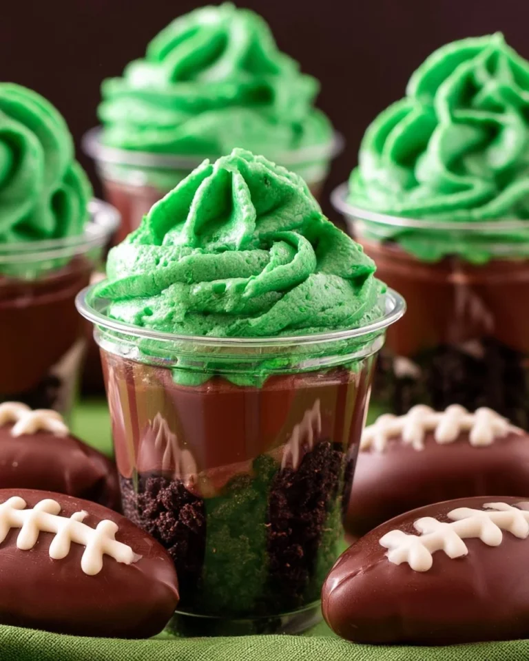 Football themed dirt cups dessert for game day parties and celebrations
