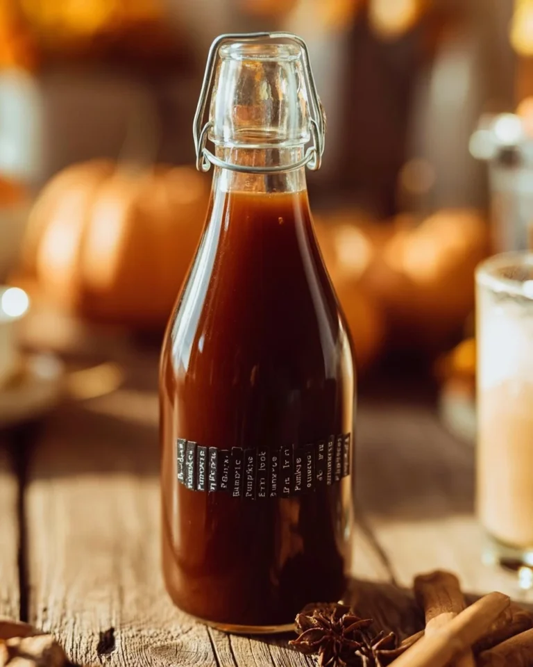 Healthy pumpkin spice syrup bottle for coffee and dessert