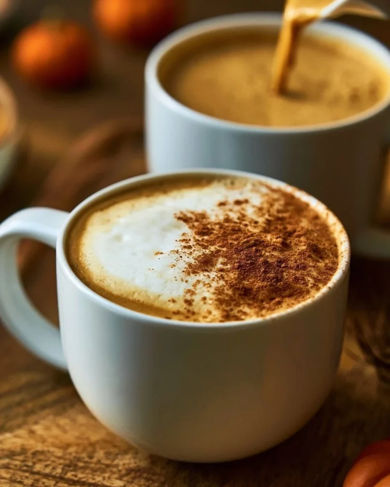 Homemade pumpkin spice latte with whipped cream and cinnamon on top in a cozy mug