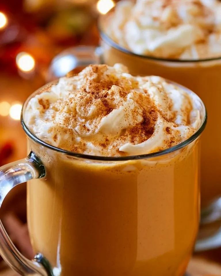 Homemade pumpkin spice latte served in a cozy mug with whipped cream and spices