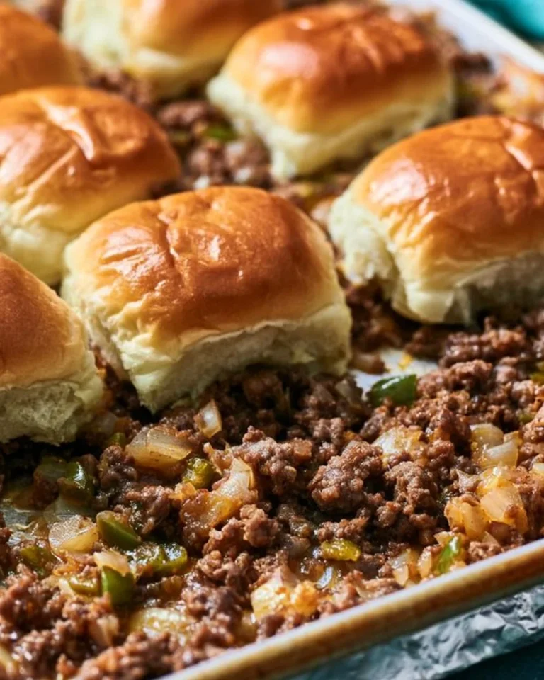 Delicious Philly Cheesesteak sliders served on a platter.