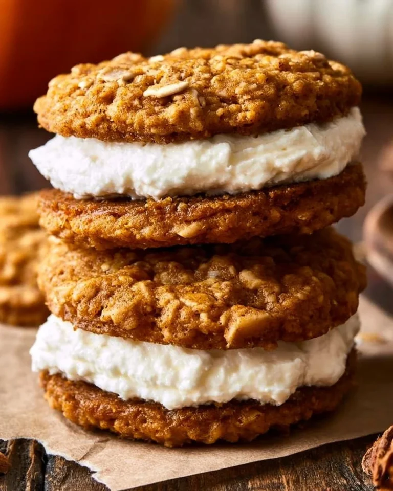 Delicious Pumpkin Oatmeal Cream Pies with creamy filling and autumn spices