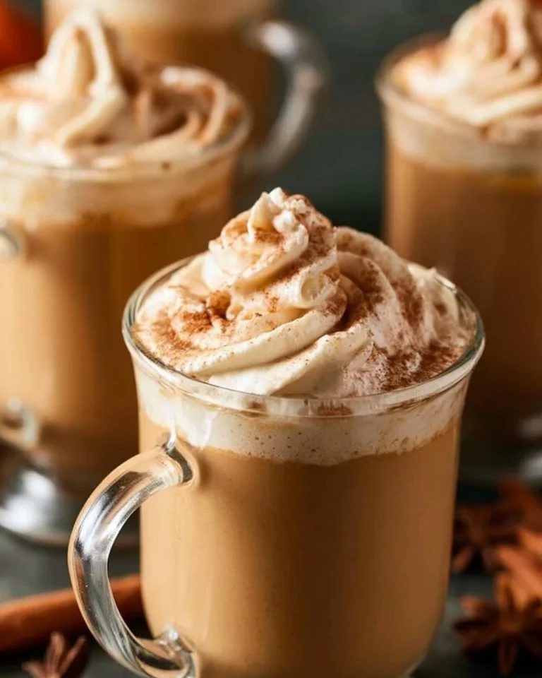 A steaming cup of Pumpkin Spice Latte topped with whipped cream and spices.