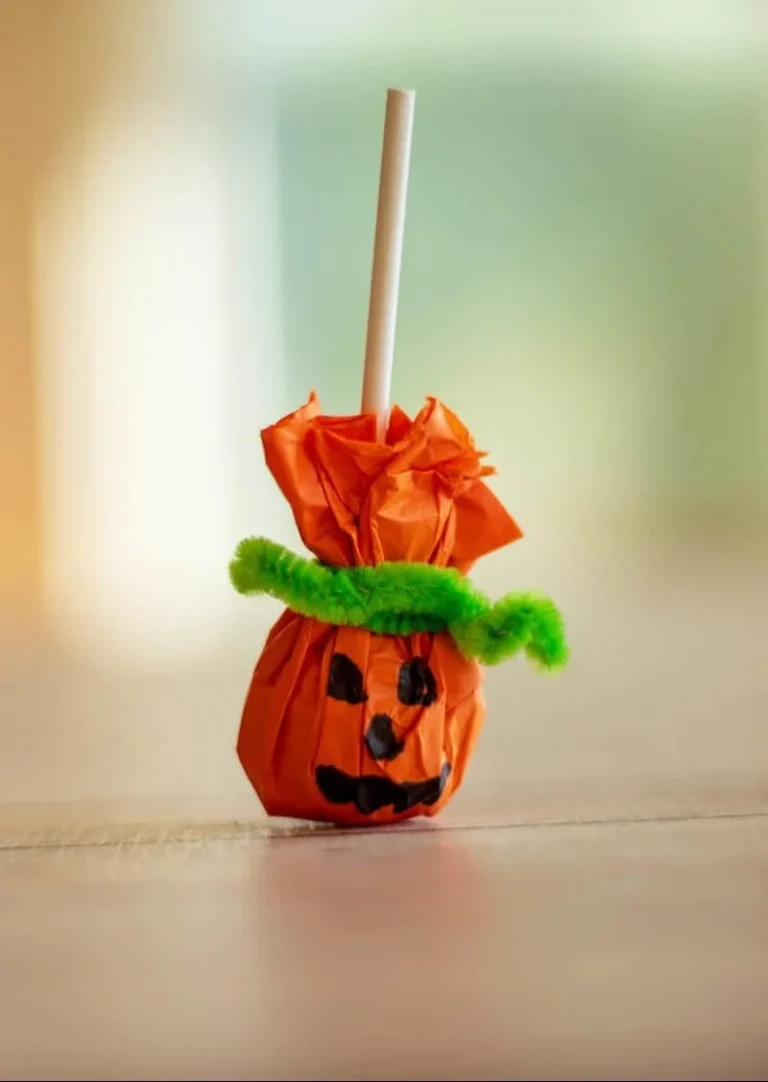DIY Round Lollipops Pumpkin Craft for kids