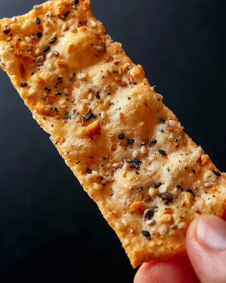 Homemade sourdough crackers on a rustic wooden table