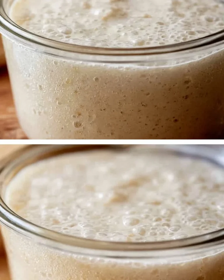 Bowl of sourdough starter with flour and water, ready for baking.