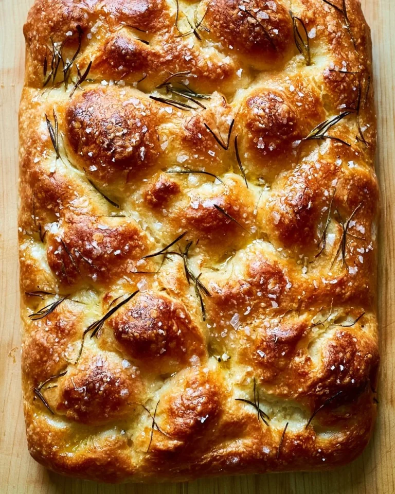 Homemade focaccia bread topped with herbs and olive oil
