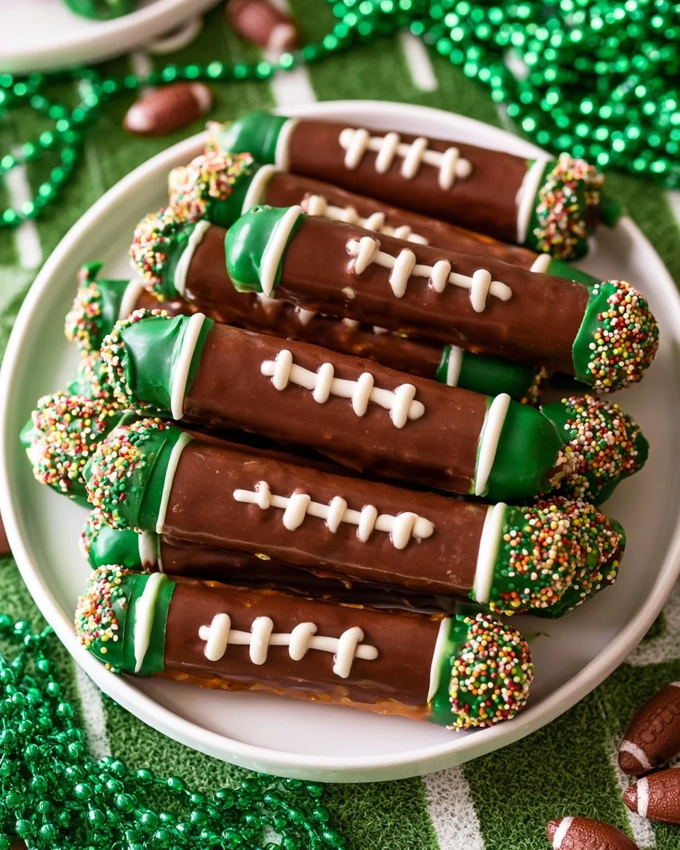 Football Themed Chocolate Pretzel Rods