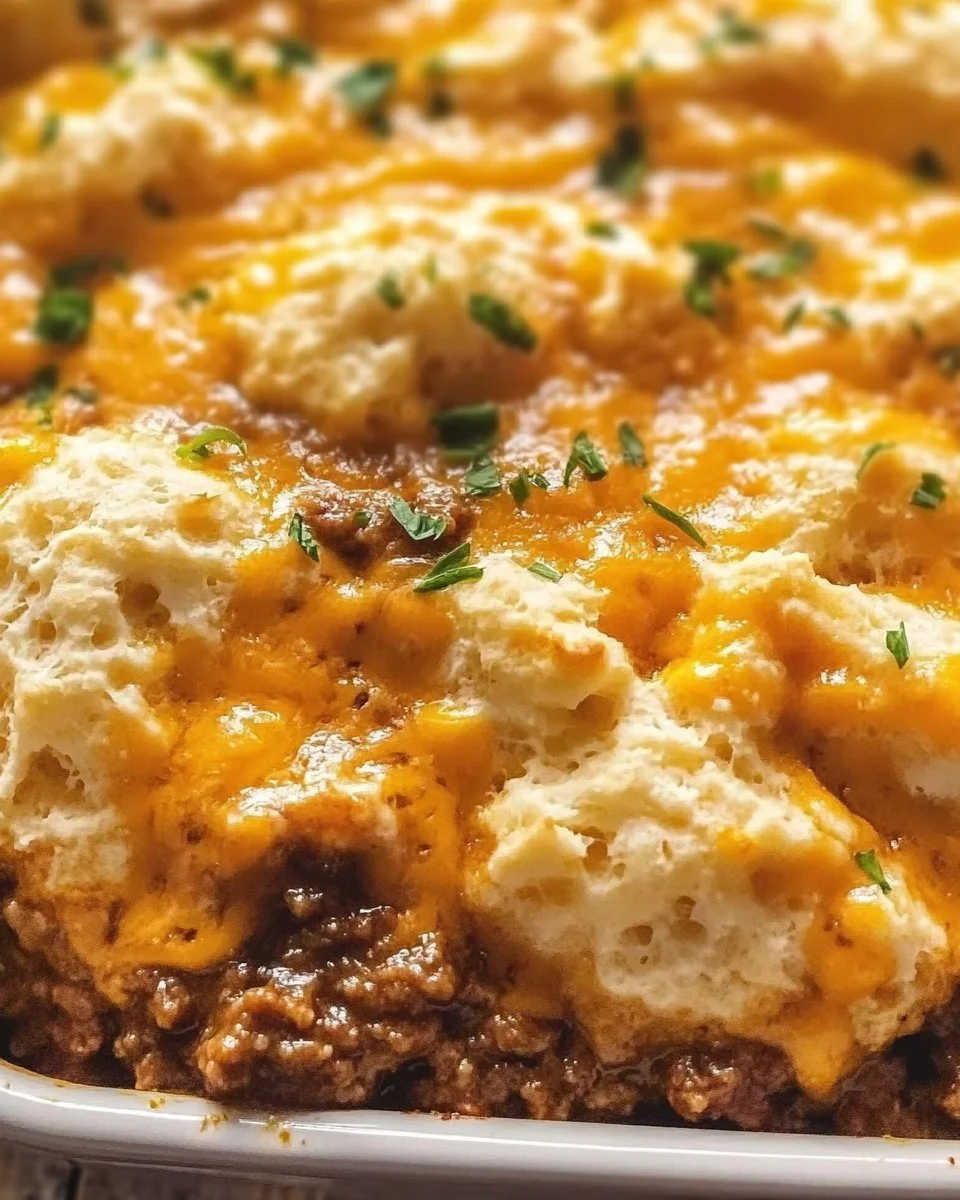 Sloppy Joe Cheddar Bay Biscuit Casserole